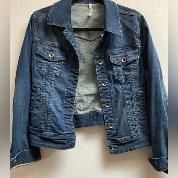 Dish dark denim button jean  jacket Sz M - Picture 4 of 10